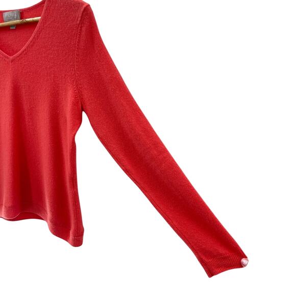 Pure Collection 100% Cashmere V-Neck Coral Pull Over Soft Comfy Sweater Size 4 - Picture 3 of 7